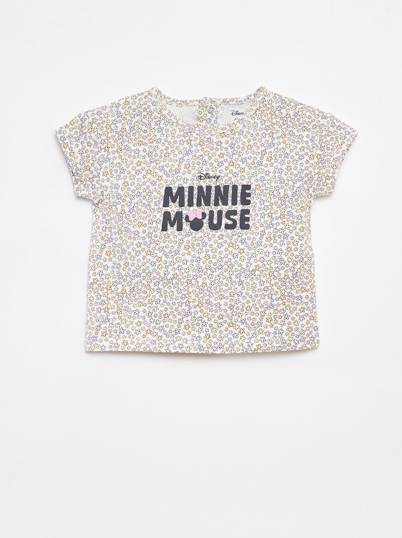 Ensemble tee-shirt + salopette en denim 'Minnie' Blanc - Kiabi