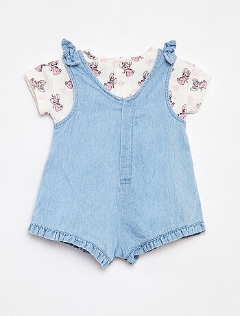 Ensemble tee-shirt + salopette en denim 'Stitch'