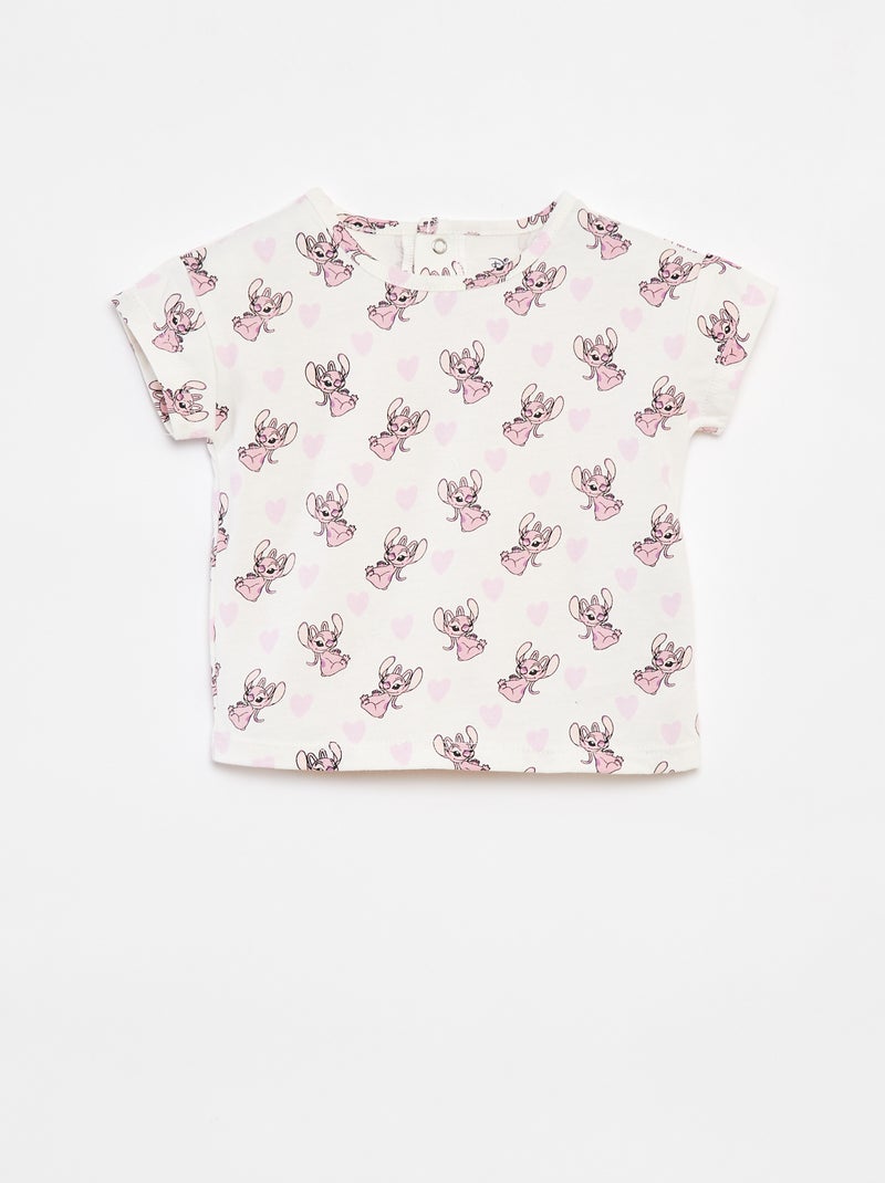 Ensemble tee-shirt + salopette en denim 'Stitch' Rose - Kiabi