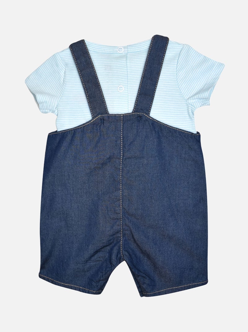 ENSEMBLE TEE SHIRT SALOPETTE GUIDO JEAN COURT NAISSANCE Bleu - Kiabi