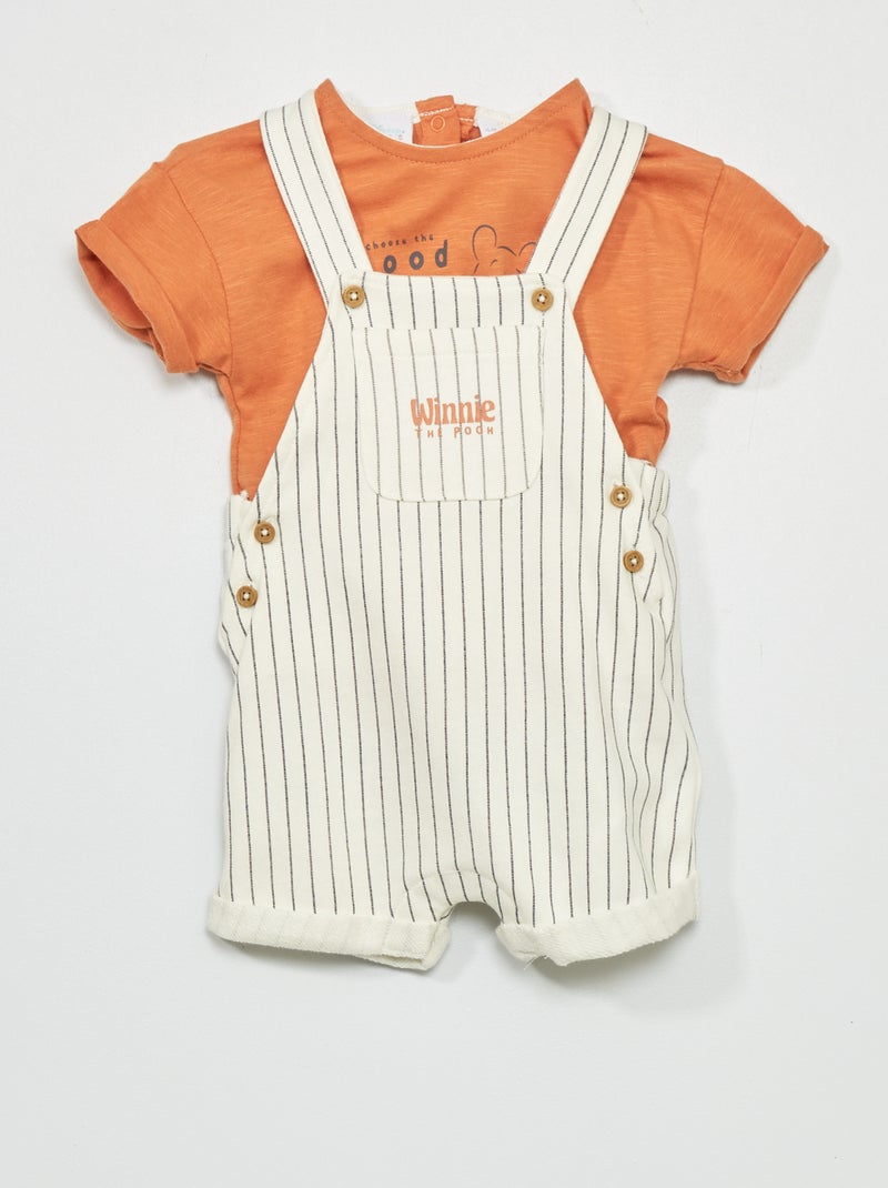 Ensemble tee-shirt + salopette 'Winnie' - 2 pièces Marron - Kiabi