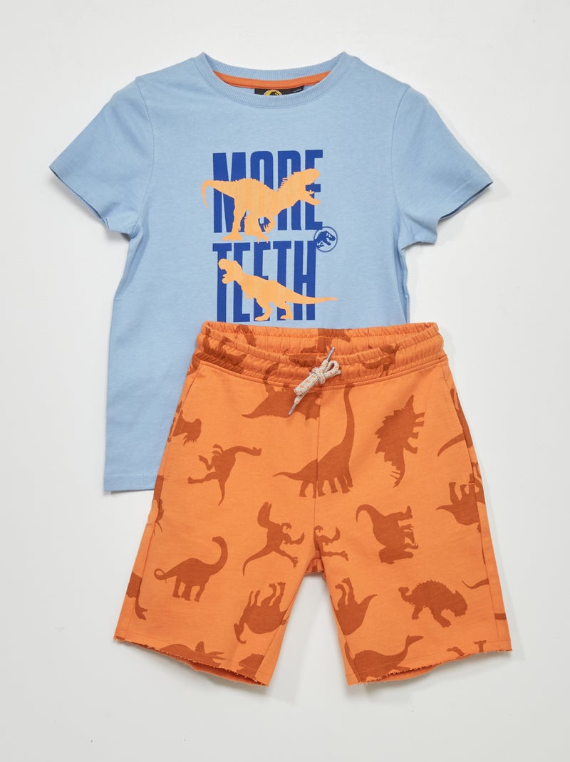 Ensemble tee-shirt + short 'Jurassic Park' Bleu - Kiabi