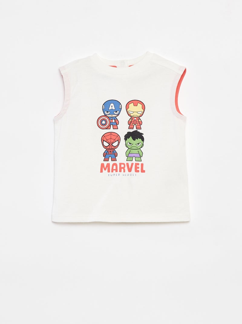 Ensemble tee-shirt + short 'Marvel' Blanc/rouge - Kiabi