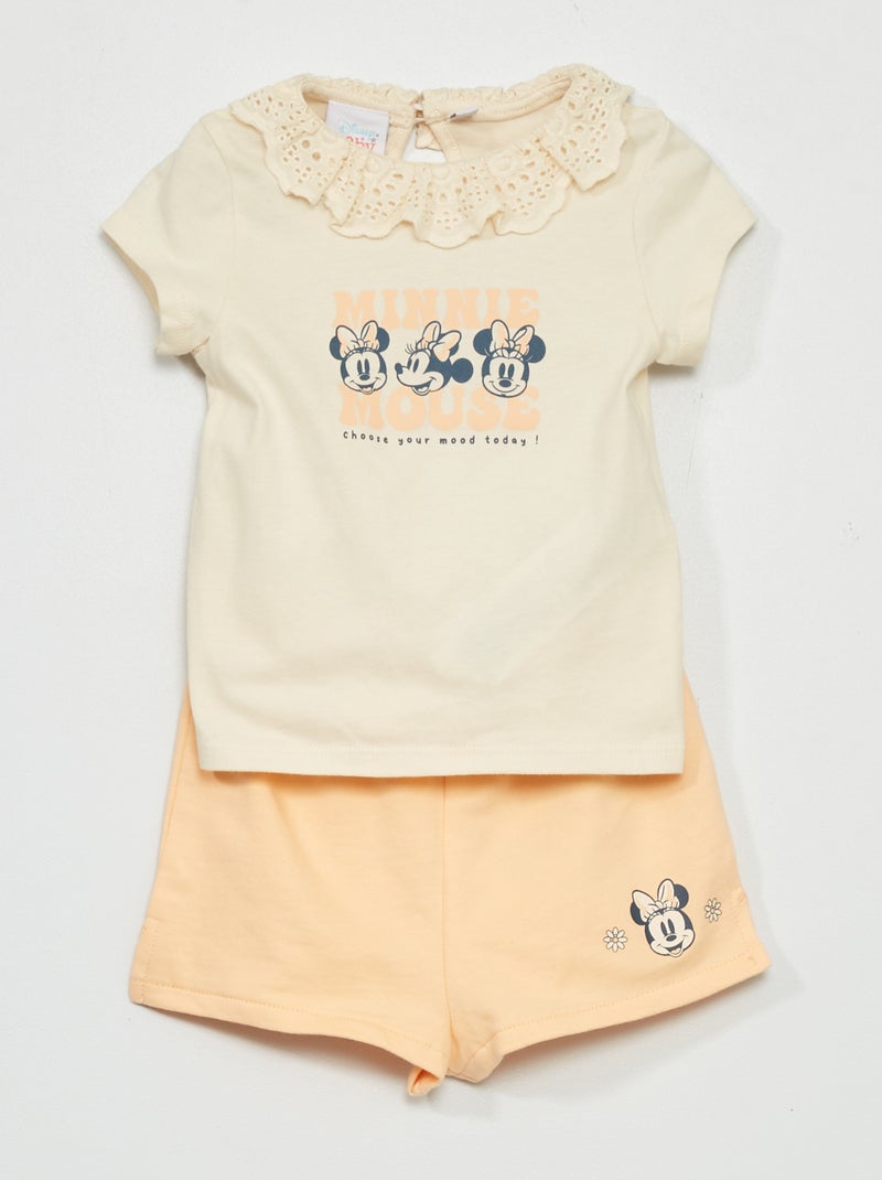 Ensemble tee-shirt + short 'Minnie' - 2 pièces Blanc/rose - Kiabi