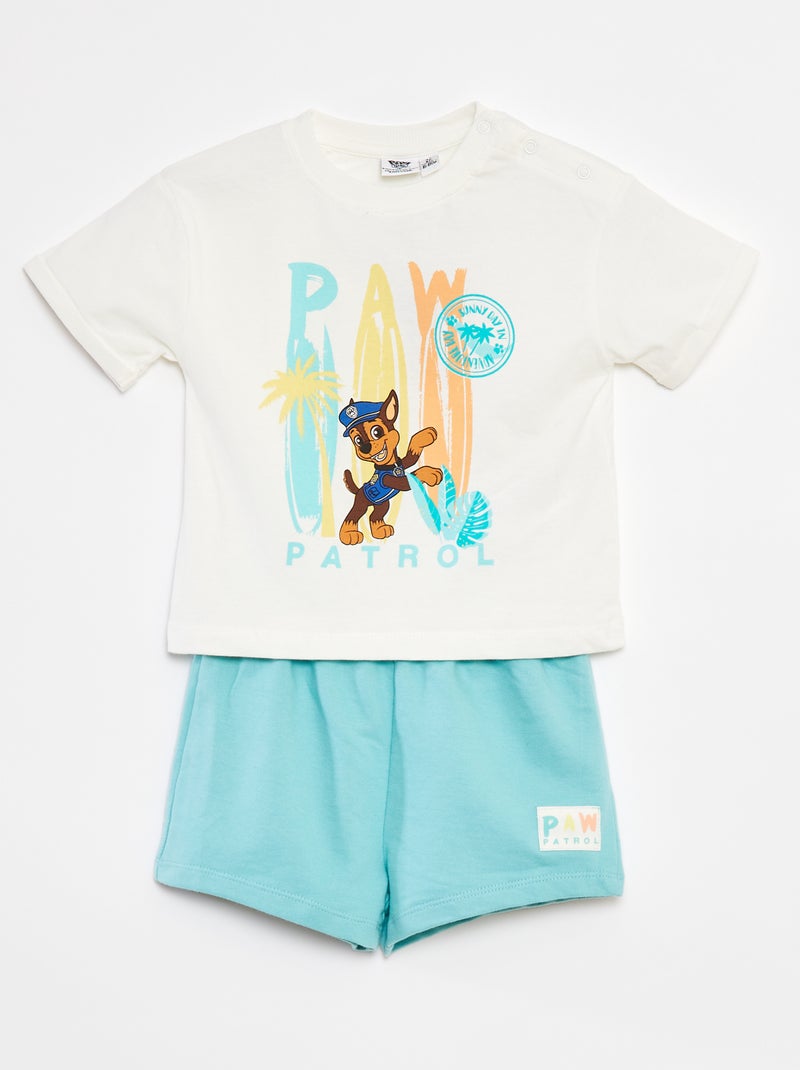 Ensemble tee-shirt + short 'Pat' Patrouille' Blanc/bleu - Kiabi