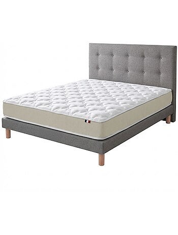 Ensemble + tête de lit Matelas polylatex 80 kg/m³ sommier gris