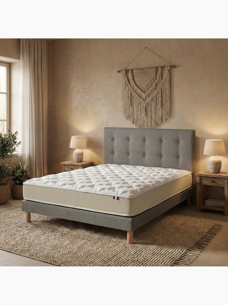 Ensemble + tête de lit Matelas polylatex 80 kg/m³ sommier gris Blanc Gris - Kiabi