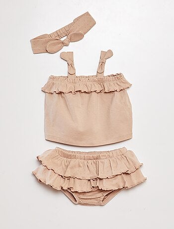 Ensemble top + bloomer + bandeau - 3 pièces