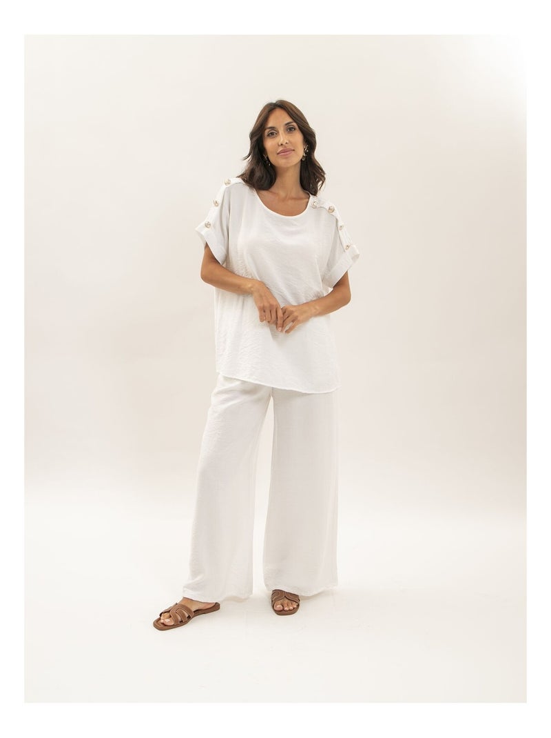 Ensemble top et pantalon etalia Blanc - Kiabi