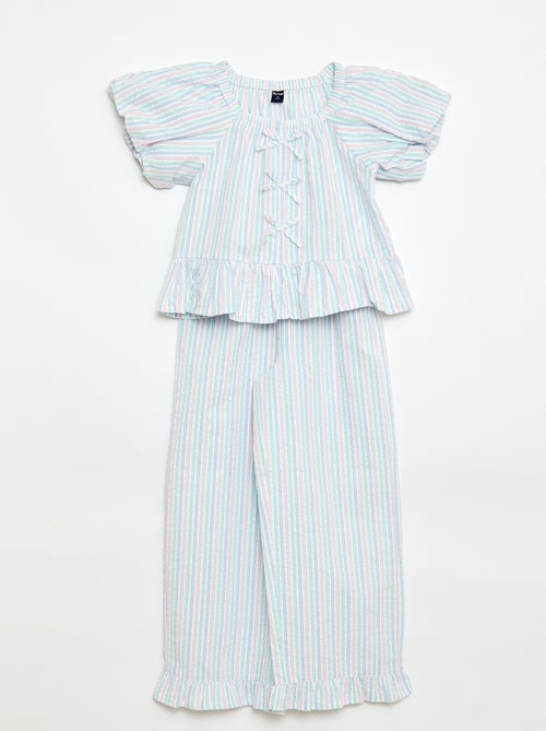 Ensemble top + pantalon avec détails en coton - Kiabi