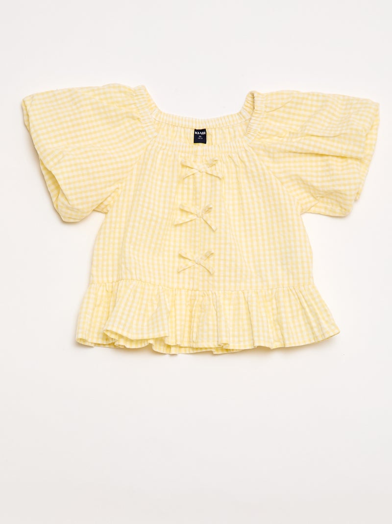 Ensemble top + pantalon avec détails en coton Jaune - Kiabi