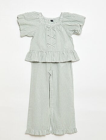 Ensemble top + pantalon avec détails en coton