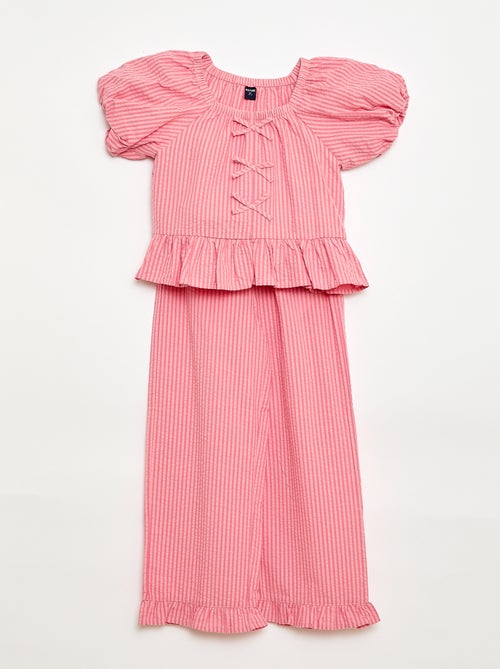 Ensemble top + pantalon avec détails en coton - Kiabi