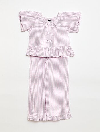 Ensemble top + pantalon avec détails en coton