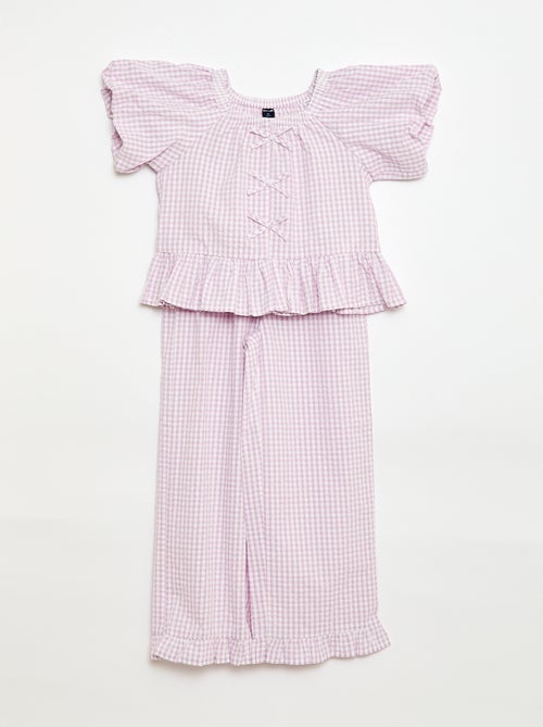 Ensemble top + pantalon avec détails en coton - Kiabi