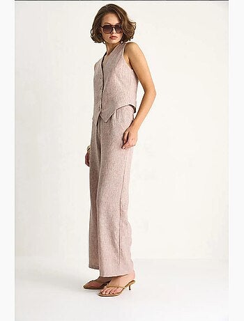 Ensemble trois pièces avec pantalon taille haute, gilet et doublure lucci