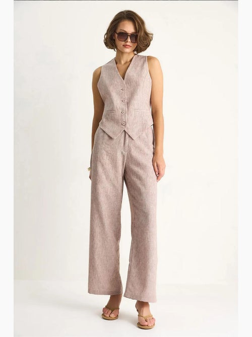 Ensemble trois pièces avec pantalon taille haute, gilet et doublure lucci - Kiabi Ensemble trois pièces avec pantalon taille haute, gilet et doublure lucci - Kiabi