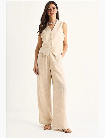 Ensemble trois pièces avec pantalon taille haute, gilet et doublure lucci