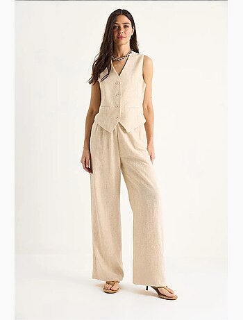 Ensemble trois pièces avec pantalon taille haute, gilet et doublure lucci