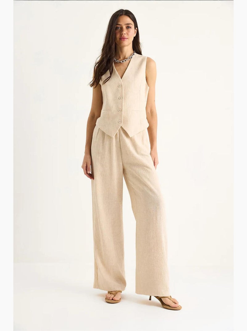 Ensemble trois pièces avec pantalon taille haute, gilet et doublure lucci Beige naturel - Kiabi