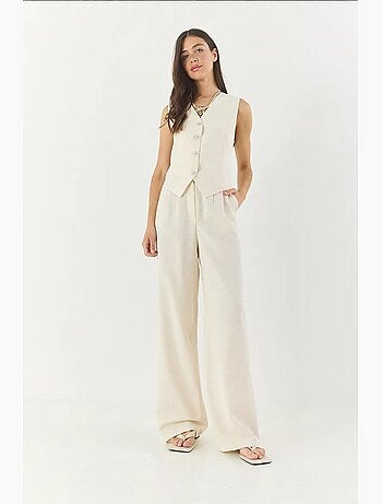 Ensemble trois pièces avec pantalon taille haute, gilet et doublure lucci