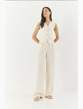 Ensemble trois pièces avec pantalon taille haute, gilet et doublure lucci