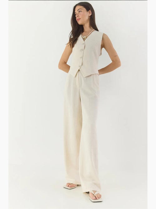 Ensemble trois pièces avec pantalon taille haute, gilet et doublure lucci - Kiabi Ensemble trois pièces avec pantalon taille haute, gilet et doublure lucci - Kiabi