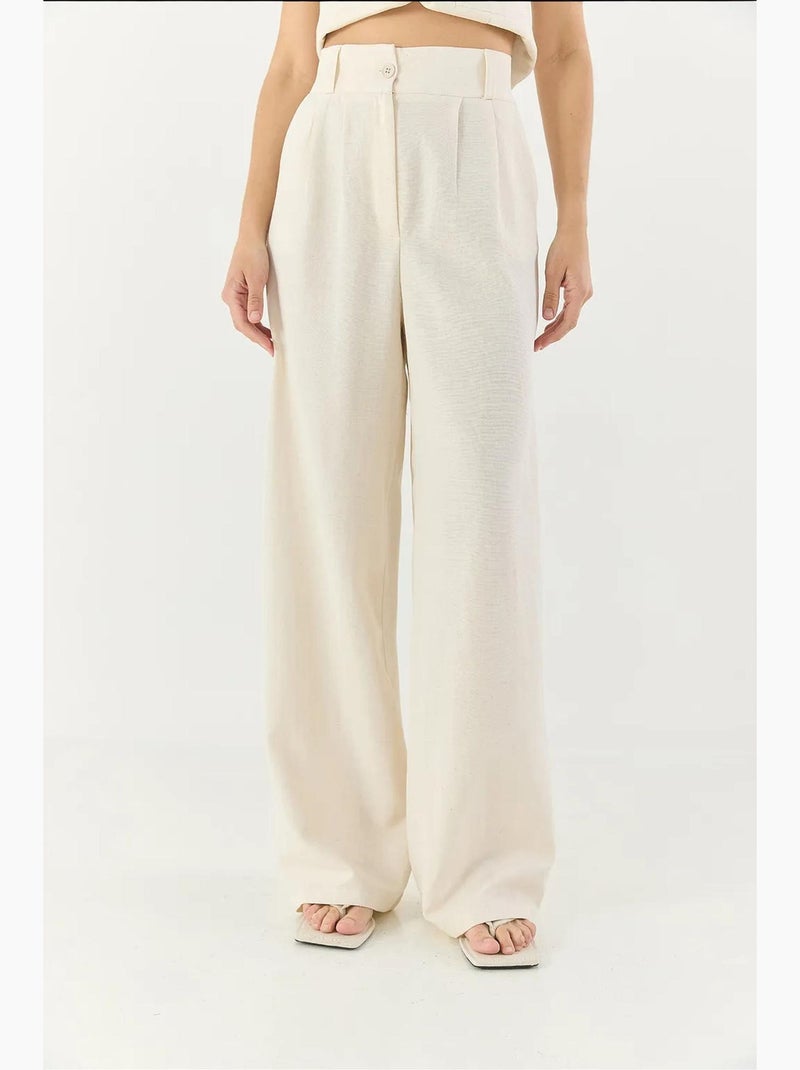 Ensemble trois pièces avec pantalon taille haute, gilet et doublure lucci Blanc cassé - Kiabi