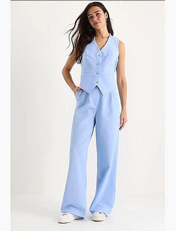 Ensemble trois pièces avec pantalon taille haute, gilet et doublure lucci