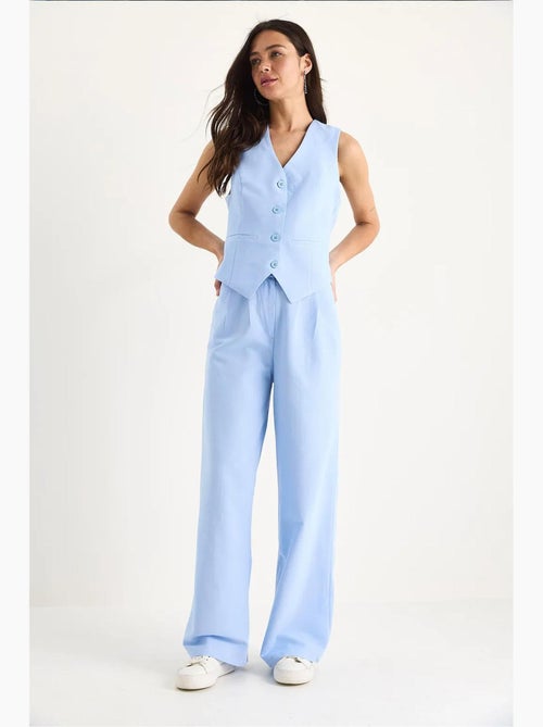 Ensemble trois pièces avec pantalon taille haute, gilet et doublure lucci - Kiabi Ensemble trois pièces avec pantalon taille haute, gilet et doublure lucci - Kiabi