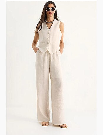 Ensemble trois pièces avec pantalon taille haute, gilet et doublure lucci