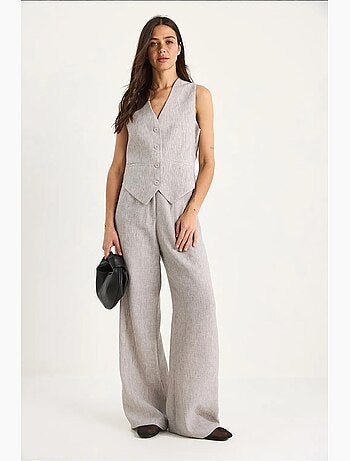 Ensemble trois pièces avec pantalon taille haute, gilet et doublure lucci