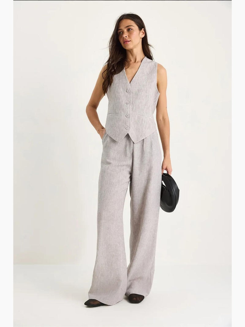 Ensemble trois pièces avec pantalon taille haute, gilet et doublure lucci Gris clair - Kiabi