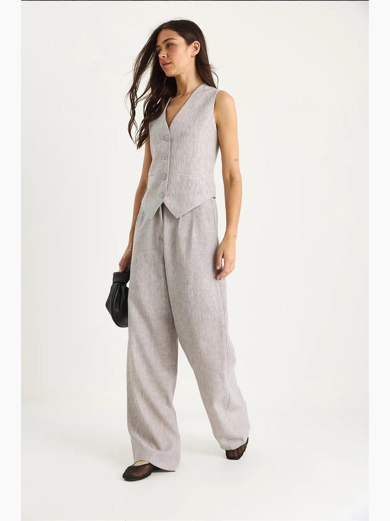 Ensemble trois pièces avec pantalon taille haute, gilet et doublure lucci Gris clair - Kiabi