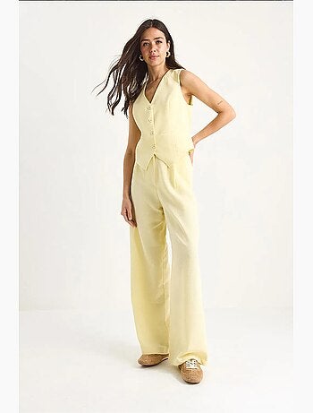 Ensemble trois pièces avec pantalon taille haute, gilet et doublure lucci
