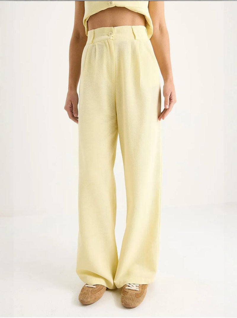Ensemble trois pièces avec pantalon taille haute, gilet et doublure lucci Jaune citron - Kiabi
