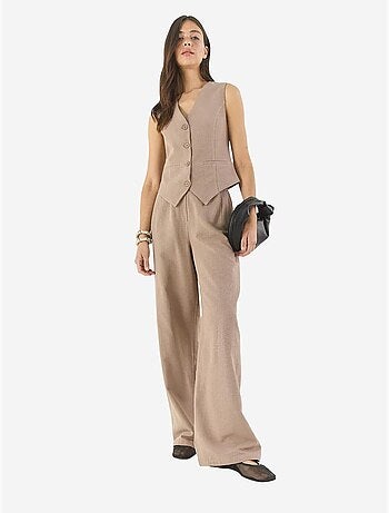 Ensemble trois pièces avec pantalon taille haute, gilet et doublure lucci