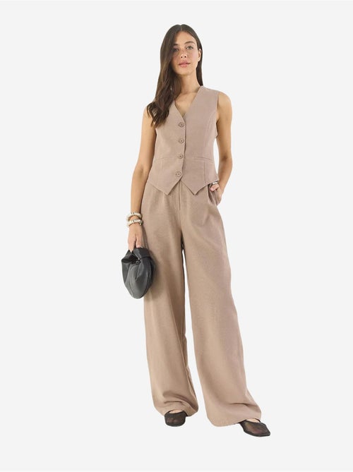 Ensemble trois pièces avec pantalon taille haute, gilet et doublure lucci - Kiabi Ensemble trois pièces avec pantalon taille haute, gilet et doublure lucci - Kiabi