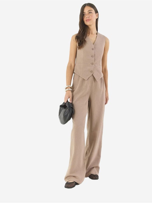 Ensemble trois pièces avec pantalon taille haute, gilet et doublure lucci - Kiabi Ensemble trois pièces avec pantalon taille haute, gilet et doublure lucci - Kiabi