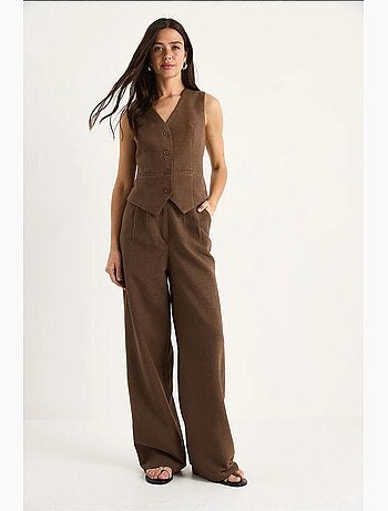 Ensemble trois pièces avec pantalon taille haute, gilet et doublure lucci