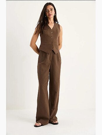 Ensemble trois pièces avec pantalon taille haute, gilet et doublure lucci