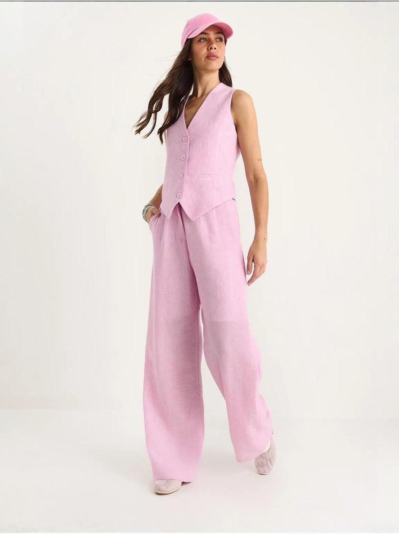 Ensemble trois pièces avec pantalon taille haute, gilet et doublure lucci Rose clair - Kiabi