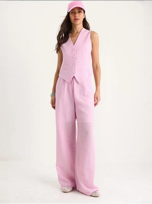 Ensemble trois pièces avec pantalon taille haute, gilet et doublure lucci - Kiabi Ensemble trois pièces avec pantalon taille haute, gilet et doublure lucci - Kiabi