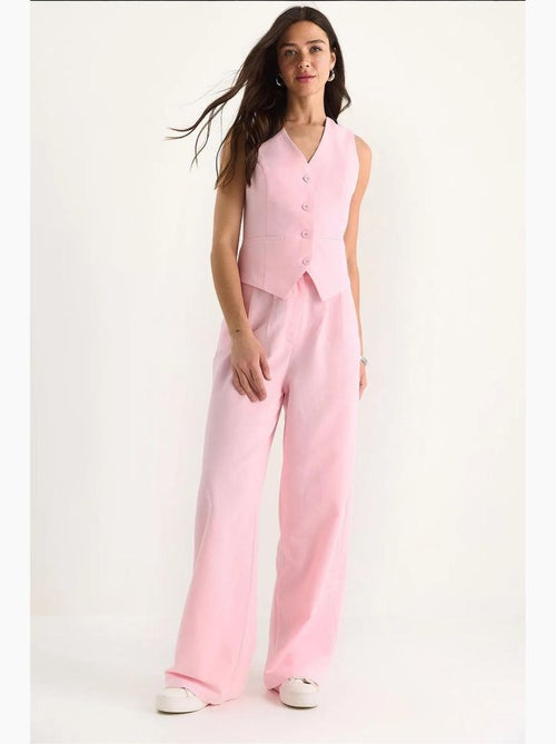 Ensemble trois pièces avec pantalon taille haute, gilet et doublure lucci - Kiabi Ensemble trois pièces avec pantalon taille haute, gilet et doublure lucci - Kiabi