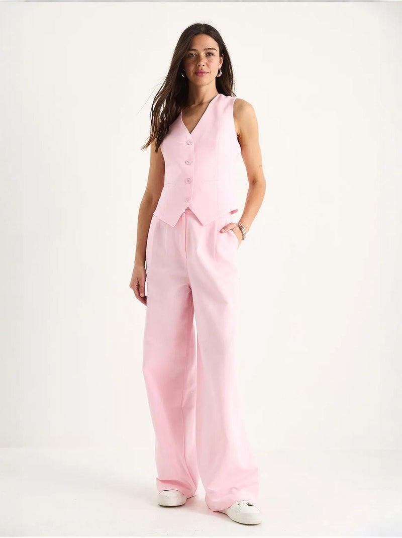 Ensemble trois pièces avec pantalon taille haute, gilet et doublure lucci Rose - Kiabi