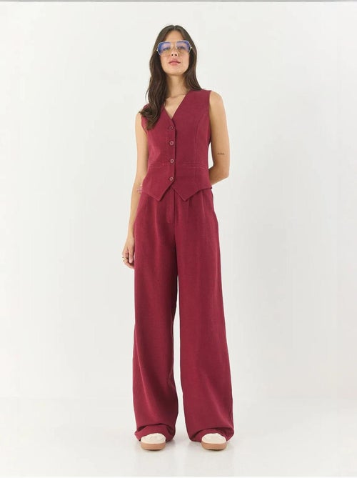 Ensemble trois pièces avec pantalon taille haute, gilet et doublure lucci - Kiabi Ensemble trois pièces avec pantalon taille haute, gilet et doublure lucci - Kiabi
