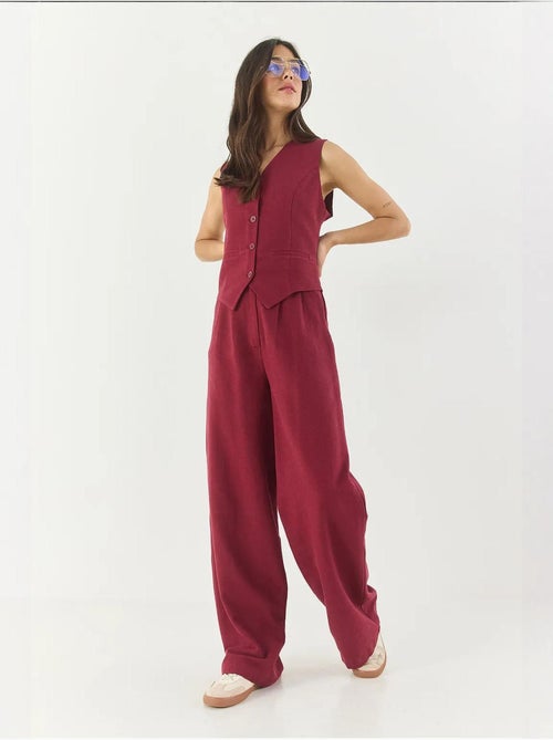 Ensemble trois pièces avec pantalon taille haute, gilet et doublure lucci - Kiabi Ensemble trois pièces avec pantalon taille haute, gilet et doublure lucci - Kiabi