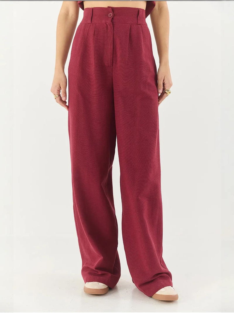 Ensemble trois pièces avec pantalon taille haute, gilet et doublure lucci Rouge bordeaux - Kiabi