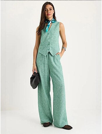 Ensemble trois pièces avec pantalon taille haute, gilet et doublure lucci