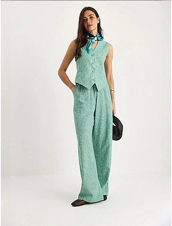 Ensemble trois pièces avec pantalon taille haute, gilet et doublure lucci